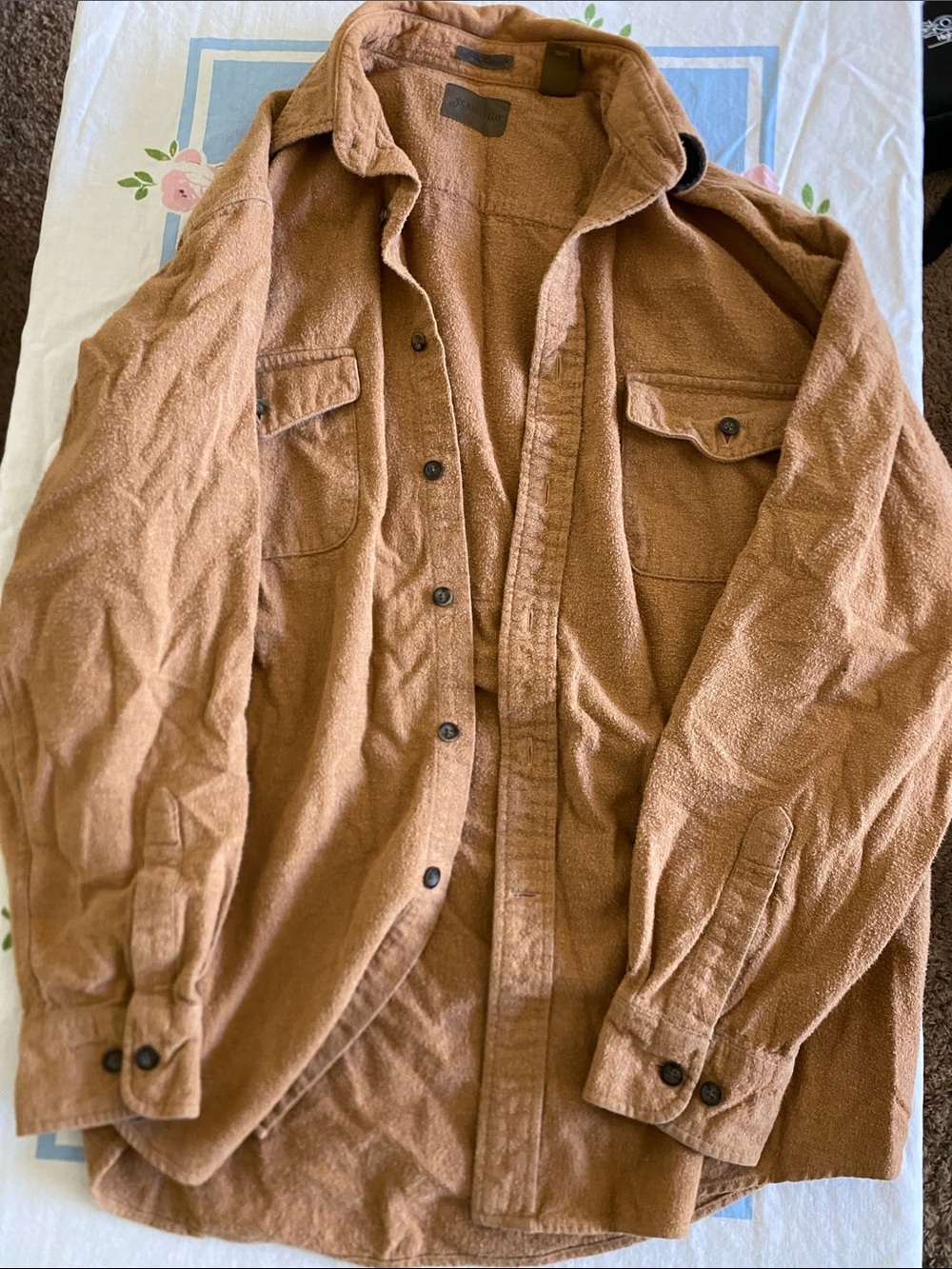 Vintage St. John's Bay Men's Button-Up Shirt Jacket in Rust Brown